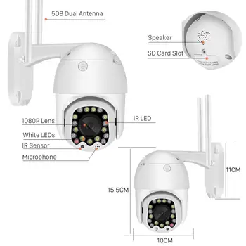 1080P Açık PTZ IP Kamera Siren ışığı İle İki Yönlü Ses Wifi Kamera Otomatik izleme Renkli Gece Görüş CCTV Video Gözetim