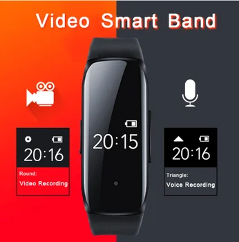 1080P Profesyonel Video Kamera Kayıt Smartband Ses Fotoğraf Kaydedici HD Ekran Akıllı Bant İzle Smartwatch