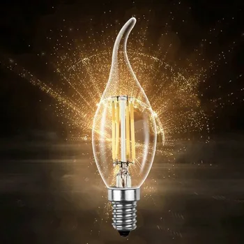 10PCS LED filamento de la bombilla de luz con forma de vela E14 220V 2W 4W 6W Vintage Edison bombilla LED lámpara fría/calien