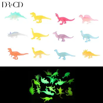 12 Adet Glow Karanlık Dinozor Oyuncak PVC Jurassic Park Dinozorlar Aydınlık Oyuncaklar Çocuklar İçin Mini Hayvanlar Model Seti