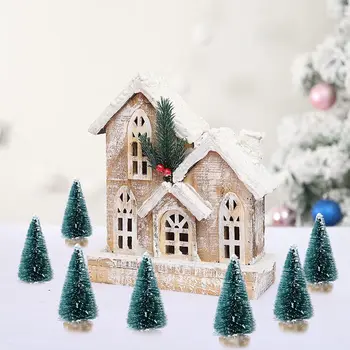 12 adet Mini Noel Ağaçları şişe fırçası Ağaçları Plastik Kış Kar Süsler Masa İşçiliği DIY Dekorasyon noel hediyesi