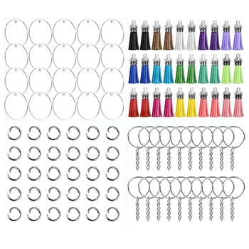 120 Adet Akrilik Anahtarlık El Yapımı DIY El Sanatları Renkli Püskül Kolye Anahtarlık Seti DIY çanta anahtarlığı / Pet Etiketi Vb.