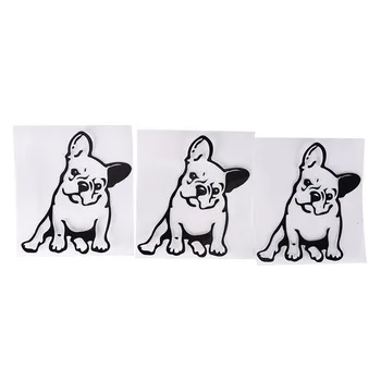 12cm*13cm Araba-styling Bulldog Köpek Araba Sticker Moda Karikatür Araba Çıkartmaları PET Araba sticker ve Çıkartmaları Hava Koşullarına Dayanıklı Oto Styling
