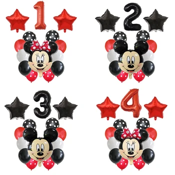 14 Adet / grup Disney Minnie Balonlar Mickey Mouse Doğum Günü Partisi Süslemeleri Bebek Duş Dekor Çocuk Oyuncak Numarası Balon Helyum Globos