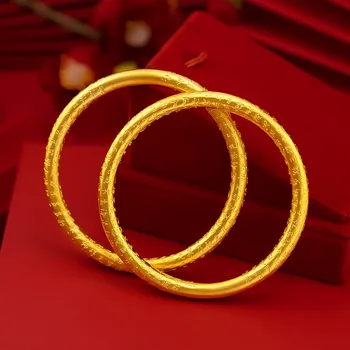 14 K Altın Bilezik Takı Kadınlar için Solmaz Altın Pulseira Feminina Bizuteria Düğün katı 14 K gerçek Altın Bilezik Kadın
