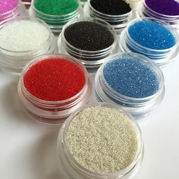 14 Renkler 0.4 mm~0.6 mm Nail Art Sihirli Şeker 3D Şeffaf Renk Tasarım Cam Havyar Boncuk Manikür Microbeads Süslemeleri B014