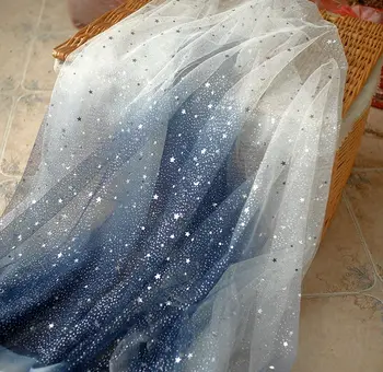 150cm Genişliğinde Parlak Bronz Yıldız Ay Yumuşak Örgü Dantel Kumaş Kız Tül Elbise Bebek Kumaş Dikiş Dekoratif Patchwork Malzeme