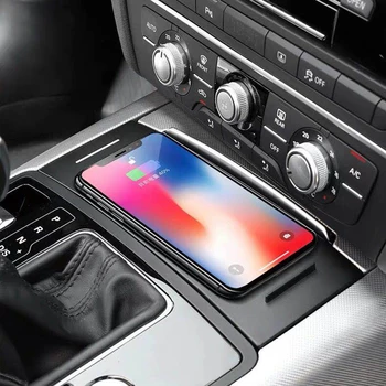 15W Araba kablosuz şarj cihazı hızlı telefon şarj cihazı şarj pedi paneli Audi A6 C7 A7 RS6 2012 2013 2016 2017 2018