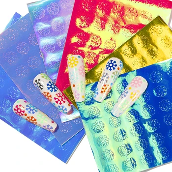 16 ADET Nail art Sticker (Akçaağaç Yaprağı, Kar Tanesi, Alev) Shape16 Renkler Yapışkan Holografik Lazer renkli etiket Tırnak 3D Sticker &*&