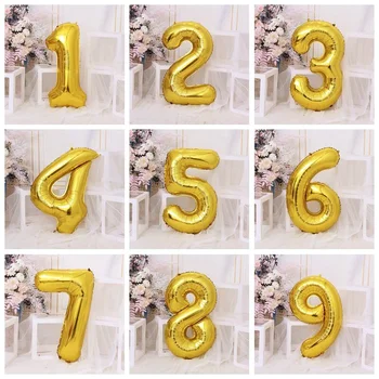 16 inç Doğum Günü Partisi İhtiyaçları Süslemeleri Numarası Rosegold Folyo Balon Parti Malzemeleri Numarası Balonlar