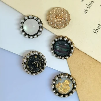 18/21 / 25MM Vintage Metal Düğmeler Giyim Dikiş Aksesuarları Zanaat Malzemeleri Dikiş Shank İnci Moda Dekor Yüksek Kalite DIY