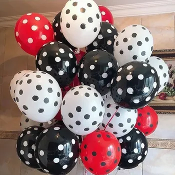 18 adet 12 inç Kırmızı Siyah Beyaz Polka Dot Lateks Balonlar Çocuklar Doğum Günü Partisi Uğur Böceği Helyum Hava Balon Düğün Süslemeleri Malzemeleri