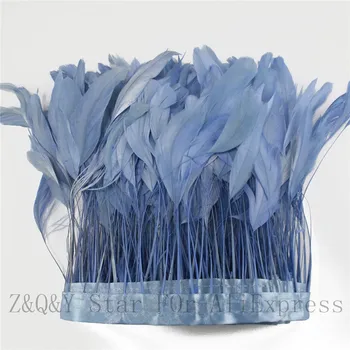 2-10 metre doğal 15-20CM (6-5 inç) kuyruk tüyleri boyalı açık mavi yapmak için kumaş kenarları DIY giyim el sanatları tüyleri