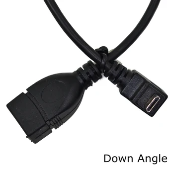 2 adet 90 Derece Yukarı ve Aşağı Sağ Açılı Mikro USB Tip B USB Dişi OTG Kablo Tablet için 25cm