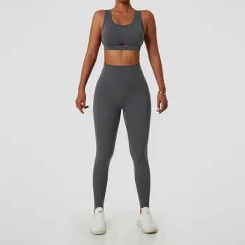2 ADET kadın Eşofman Yoga Seti Tayt Spor Sutyeni Spor Salonu egzersiz kıyafetleri Hızlı Kuru Güzel Geri Koşu fitness giysileri