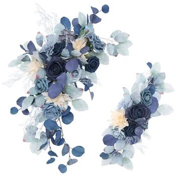 2 adet Mavi yapay çiçek Seti Düğün Kemer Zemin Sahte Çiçek Fleur Arche Sıra Duvar Asılı Köşe Çiçek Parti Dekor Garland