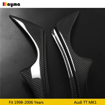 2 adet / takım Karbon fiber far kapağı göz kapakları Audi TT İçin MK1 1998 - 2006 Araba Fiber cam ön lamba kaş etiket