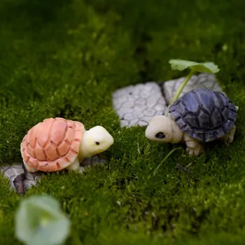 2 Adet / takım Mini Kaplumbağa Kaplumbağa Minyatür Peri Bahçe Dekorasyon DIY Bebek Evi Teraryum Mikro Peyzaj Dekorasyon DIY Hediye