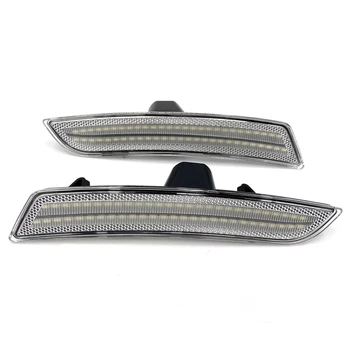2 adet Şeffaf Lens Beyaz LED Ön yan ikaz lambaları Cadillac CTS ATS-2020 ABS + PC + LED Beyaz Ön Led yan ikaz lambaları