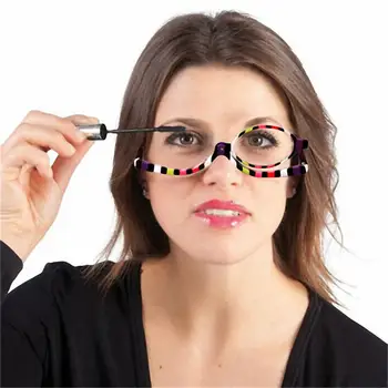 2 Renk Katlanır Taşınabilir Ayarlanabilir Kadın Büyüteç Dönen Monoküler Makyaj Presbiyopik Gözlük +1.5/2/2.5/3/3.5/4