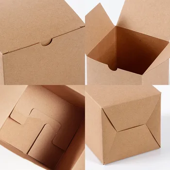 20/50 adet Kare Kraft kağit kutu Çok Boyutlu ambalaj kutusu DIY Şeker Sabun Kurabiye Ambalaj Kutuları Doğum Günü Düğün Parti Malzemeleri