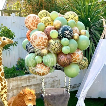 20 adet 12 inç Kaplan/Para/Zürafa Desen Balonlar Çocuklar için Jungle Safari Vahşi Hayvan Doğum Günü Partisi Dekorasyon Malzemeleri