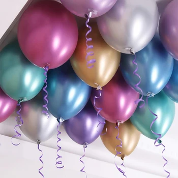 20 adet / grup 12 inç Krom Metalik Lateks Balonlar Hava Helyum Globos DIY Mutlu Doğum Günü Partisi Dekorasyon Yetişkinler Düğün Hava Globos