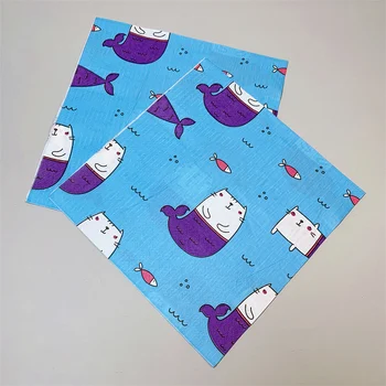 20 Adet / paket Sevimli Kedi Mermaid Dekupaj Kağıt Peçeteler Balık Kedi Kağıt Mendil Kızlar için Doğum Günü Partisi masa süsü 2022 Yeni 10