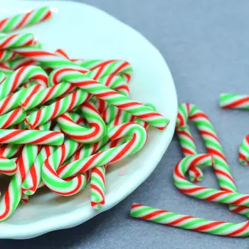 20 ADET Polimer Kil Simülasyon baston şekerler, Noel Karalama Defteri Bezemeler Koltuk Değneği Şeker, Noel Partisi Dekorasyon Takılar