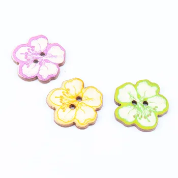 20 adet Çiçek Boyalı Ahşap Dekoratif Düğmeler Bottoni Dikiş Scrapbooking Aksesuarları El Sanatları 25mm MT0724