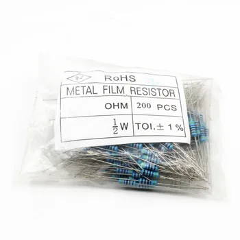 200 adet 0.5 W 1 % Metal film rezistans 0.5 W 0.1-0.91 1-910 1 K-910 K 1 M ohm 100 200 300 1 K 2 K 3 K 1 M Ohm Dıy için