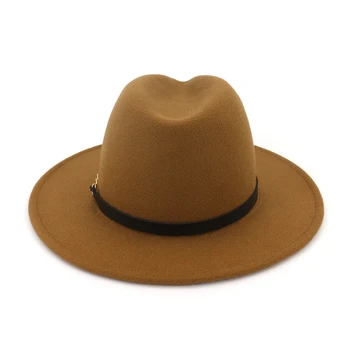2019 Sonbahar Kış fötr şapka Şapkalar Kemer İle Geniş Düz Ağız Caz Fötr Resmi silindir şapka Panama Kap Unisex Erkekler Kadınlar İçin