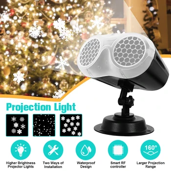 2021 Kar Tanesi Noel LED projeksiyon ışığı Uzaktan Kumanda Zamanlayıcı Fonksiyonu Su Geçirmez Lazer ışık projektör Noel Tatili için