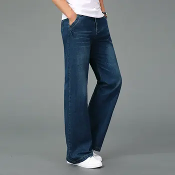 2021 Sonbahar Büyük Alevlendi Bootcut Kot Erkek Çizme Kesim Kot Pantolon Gevşek moda Giyim Tasarımcısı Klasik Açık Mavi Pantolon