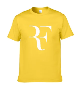 2021 Yaratıcı tasarım RF roger federer logo t shirt düz renk pamuklu T Shirt erkek Yeni Varış Tarzı Kısa Kollu Erkek t-shirt