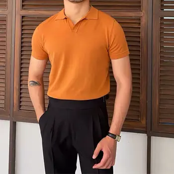 2021 Yaz Yeni Moda Nefes POLO GÖMLEK Erkekler Kısa Kollu Casual Katı Renk Erkek Polo Gömlek Üst Slim Fit Polo Homme A114