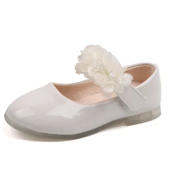 2021 Yeni Çiçek Bahar Kızlar Ayakkabı Çocuk Siyah Kırmızı Pembe Düz tek ayakkabı Çocuklar Prenses PU deri ayakkabı Kız için CSH125