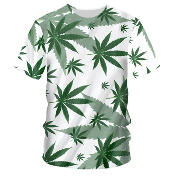 2022 3D T-shirt Doğal Otlar Taze Yeşil Yapraklar Renkli yuvarlak boyun Üstleri T-shirt Nefes ve Çabuk kuruyan