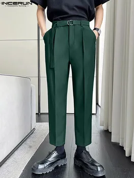 2022 Erkek Pantolon Düz Renk Joggers Kore Tarzı Eğlence Pantolon Erkekler Gevşek Cepler Streetwear Moda Rahat pantolon S-5XL INCERUN