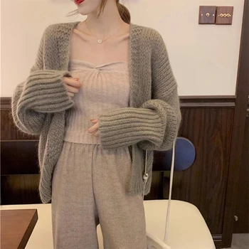 2022 Kadın Hırka Kış sıcak Kazak Kadın Rahat Ceket Japonya Tarzı Gevşek Giyim Örme Giyim
