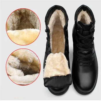 2022 Kış sıcak Erkek Botları Sonbahar Ayakkabı Kürk Hakiki Deri Pamuk Sıcak Ayakkabı Erkek Dantel-Up Rahat Kar Botas BOYUTU 54