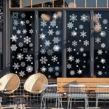 2022 Noel odası dekor Kar Tanesi Statik Etiket 2021 Noel Festivali pencere camı Kapı Arka Plan Dekoratif Sticker
