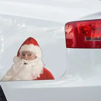 2022 Noel Yaratıcı Gerçekçi Noel Baba Araba Pencere Çıkartmaları Su Geçirmez PVC Çıkartmaları Oto Dekor Ev Dekorasyon Cam Filmleri