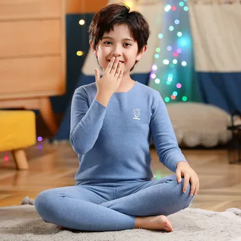 2022 Sonbahar Yürümeye Başlayan Çocuklar termal iç çamaşır Pijama Katı Pamuk Kış Salonu Erkek Kız Rahat Pijama Çocuk Sıcak Pijama