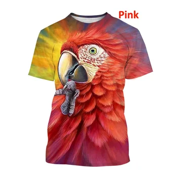2022 yaz erkek rahat 3d baskılı papağan t-shirt birdie t-shirt çiçek