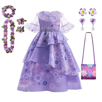 2022 Yeni Cossky Encanto Isabella Cosplay Kostüm Prenses Elbise Çocuk Kız Karnaval Cadılar Bayramı Doğum Günü Partisi Kostümü