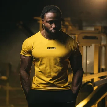 2022 Yeni Erkek Spor Pamuklu t shirt Erkek Spor Egzersiz Sıska kısa kollu tişört Erkek Vücut Geliştirme gömlek Yaz spor tişört