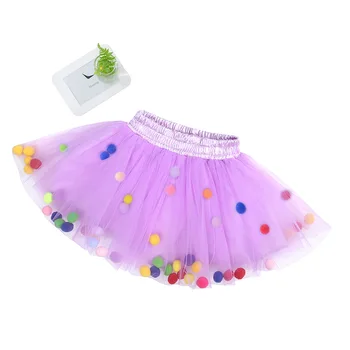 2022 Yeni Moda Bebek Renkli Tül Tutu Etek Pom Pom Prenses Mini Elbise Çocuk Giysileri Tutu Etek Kız Giyim 1-6Y