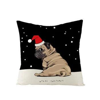 2022 Yeni yılbaşı dekoru minder örtüsü 45x45cm Komik Hayvan Kedi ve Köpek Baskılı Keten Yastık Örtüsü Noel Dış Atmak Yastık Kılıfı