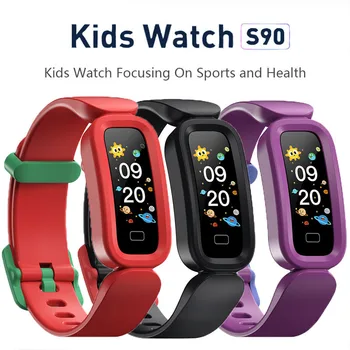 2022 Çocuk Smartwatch S90 Spor Bilezik Su Geçirmez çalar saat Uyku Monitör Spor Bileklik Çocuklar Kızlar için Erkek Hediye